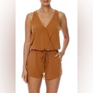 NWT SIZE L LBLC the Label Tan Wrap Romper